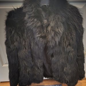 Black raccoon fur coat, sz M